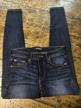 Express Stretch Mid Rise Legging Jeans Dark Wash Size 2S Short